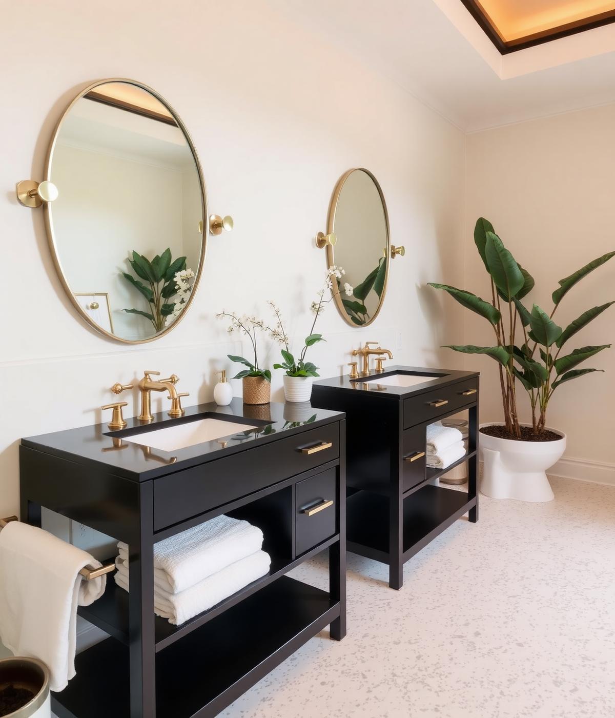 Freestanding tub and brass fixtures in a Denver primary bathroom renovation